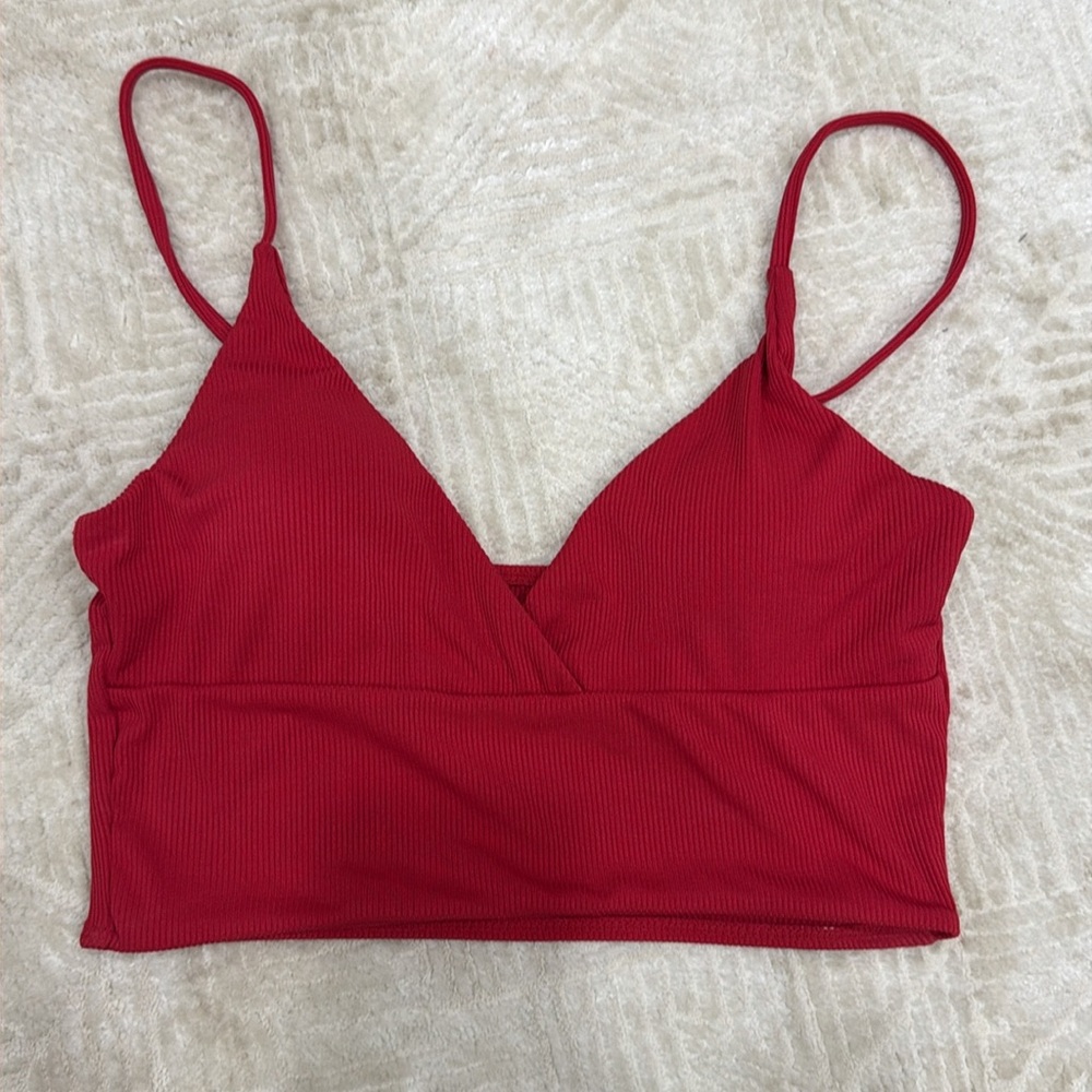 Red Ribbed Bikini Set - Picture 3 of 8
